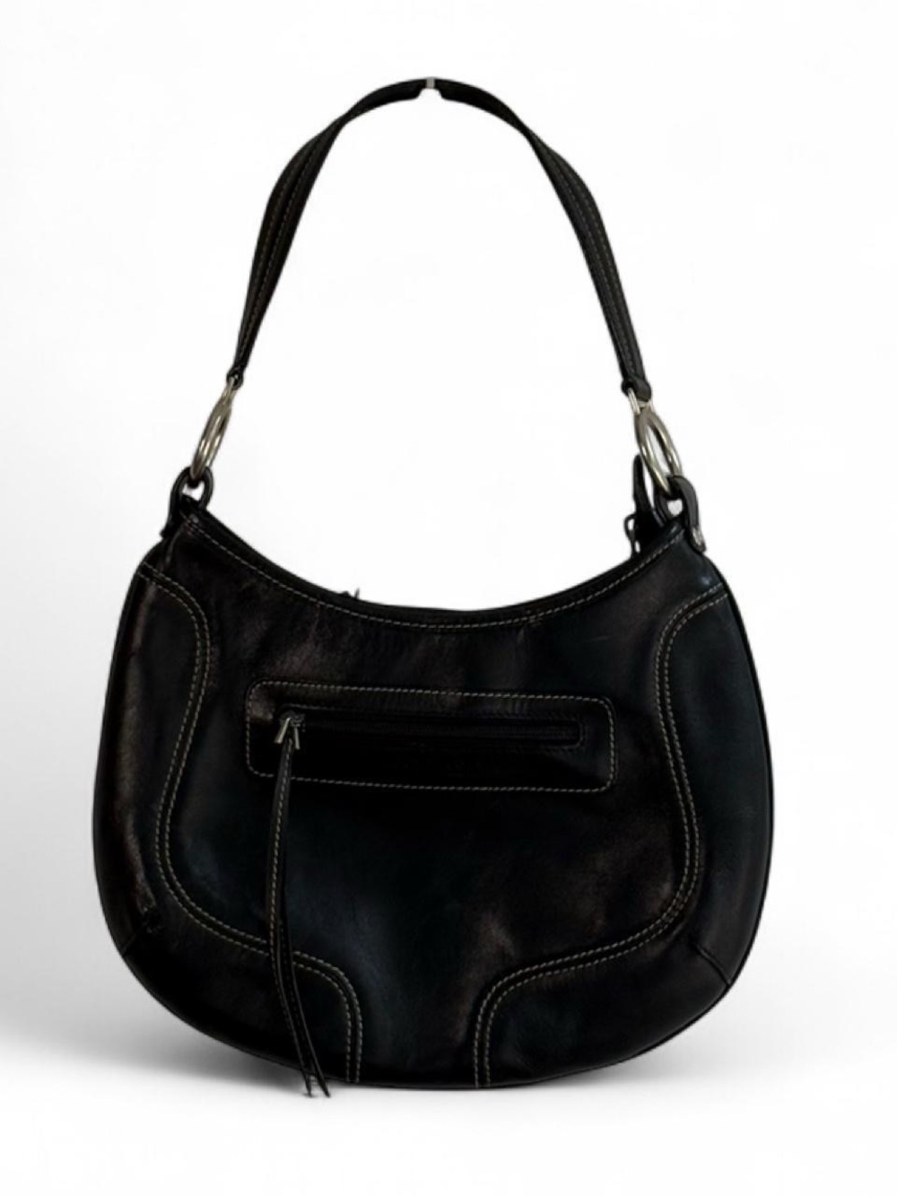 Kenneth Cole Black Genuine Leather Hobo Bag Purse
